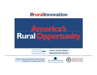 INNOVATION GROUP  Hellp  Todays Rural Opportunity Youth session  organized in collaboration