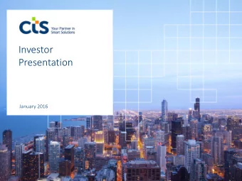 Presentation  January 2016  Safe Harbor Statement  This presentation contains statements that are,