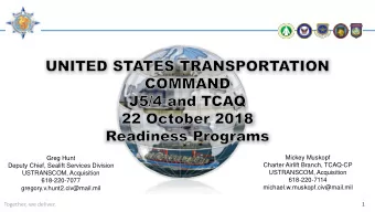 Mickey Muskopf  Greg Hunt  Charter Airlift Branch, TCAQ-CP  Deputy Chief, Sealift Services Division