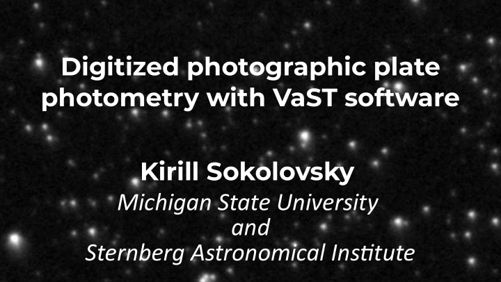 digitized photographic plate photometry with vast