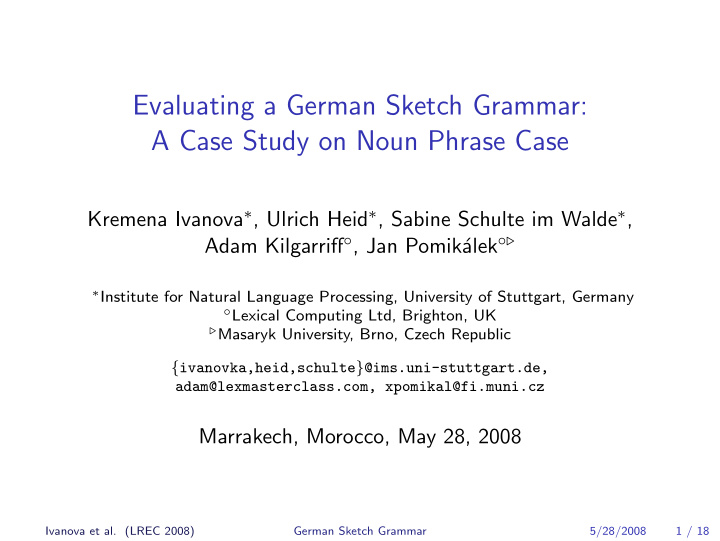 evaluating a german sketch grammar a case study on noun