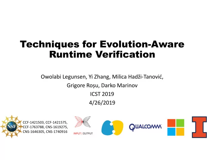 techniques for evolution aware runtime verification
