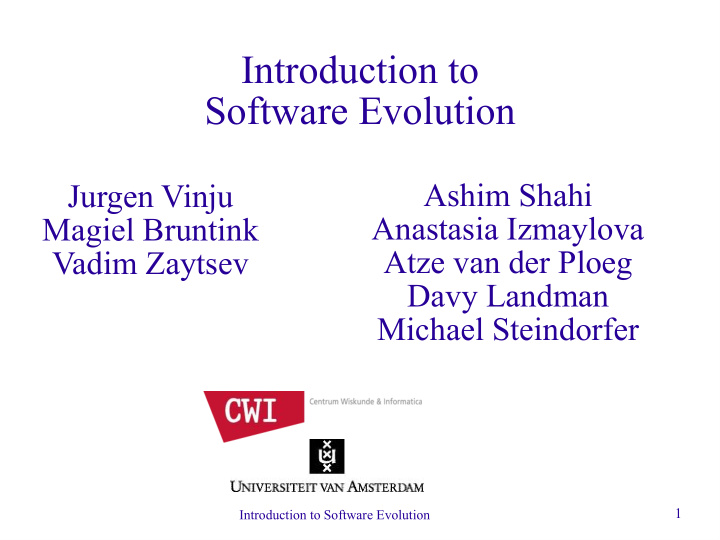 introduction to software evolution