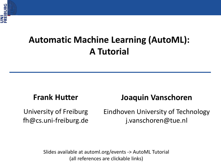 automatic machine learning automl a tutorial