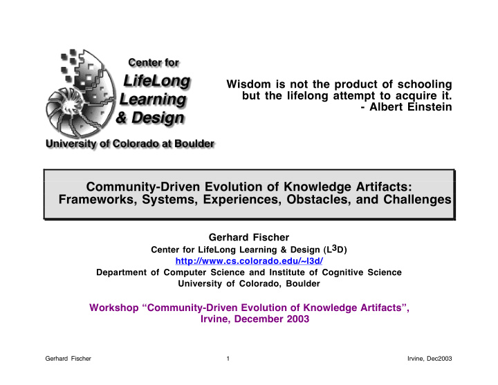 community driven evolution of knowledge artifacts