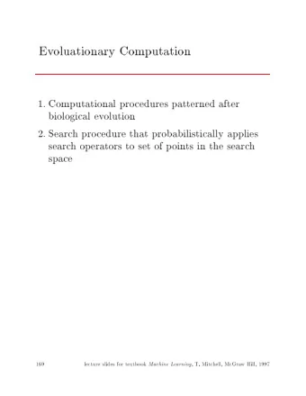 Ev  oluationary  Computation  1.  Computational  pro  cedures  patterned  after  biological  ev