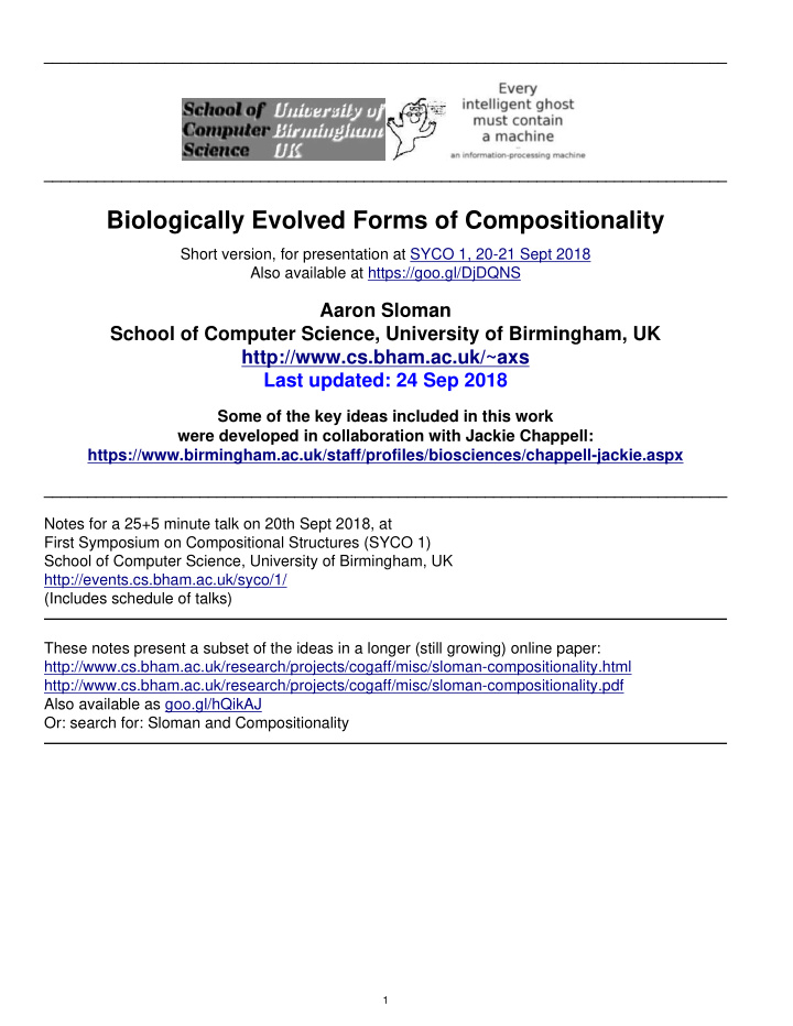 biologically evolved forms of compositionality
