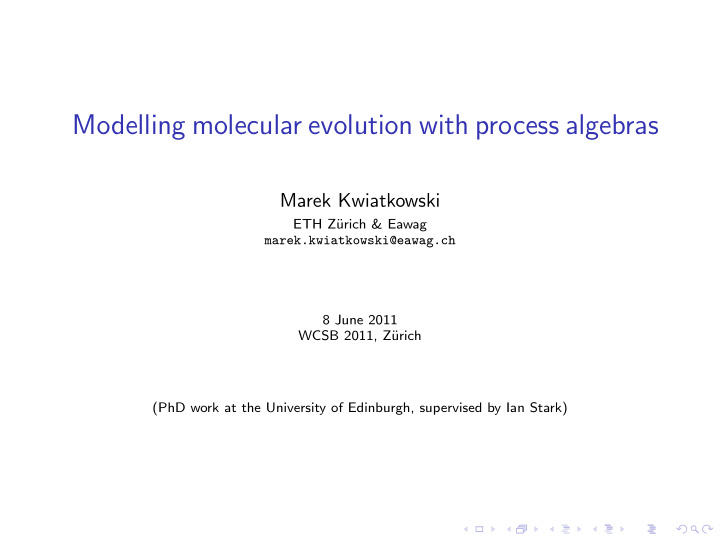 modelling molecular evolution with process algebras