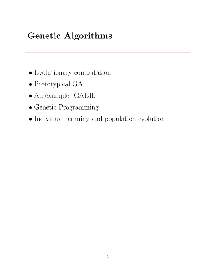 genetic algorithms
