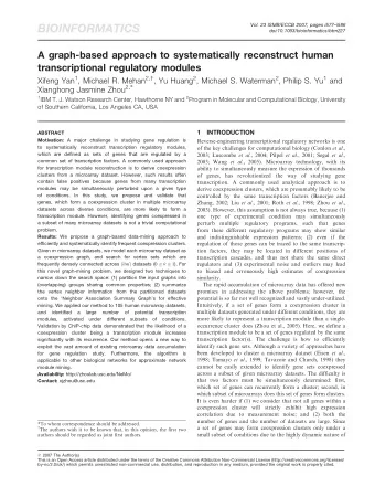 BIOINFORMATICS  doi:10.1093/bioinformatics/btm227  A graph-based approach to systematically