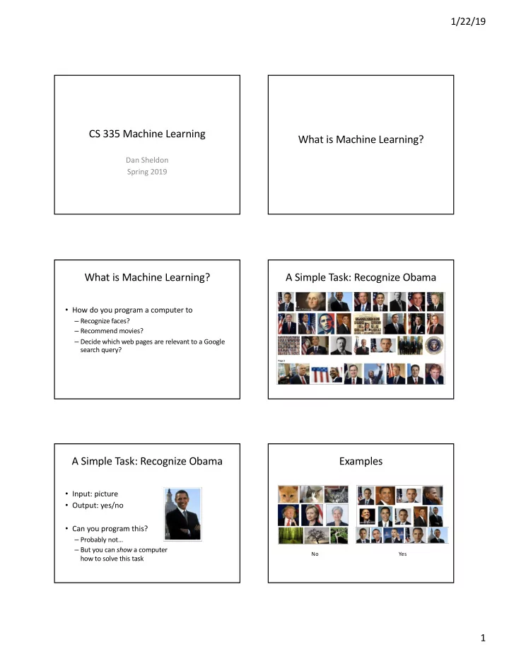 cs 335 machine learning what is machine learning