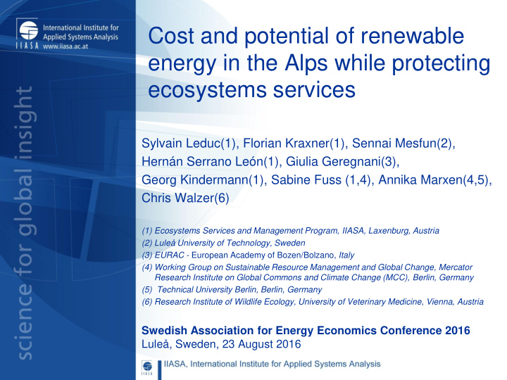 energy in the alps while protecting