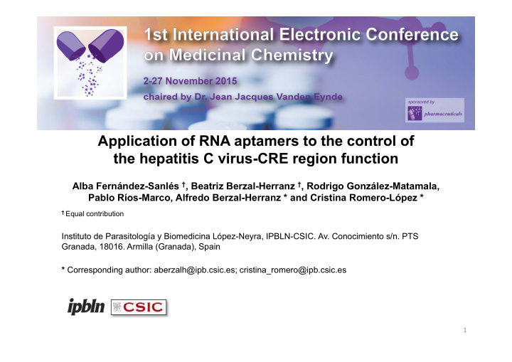 application of rna aptamers to the control of application