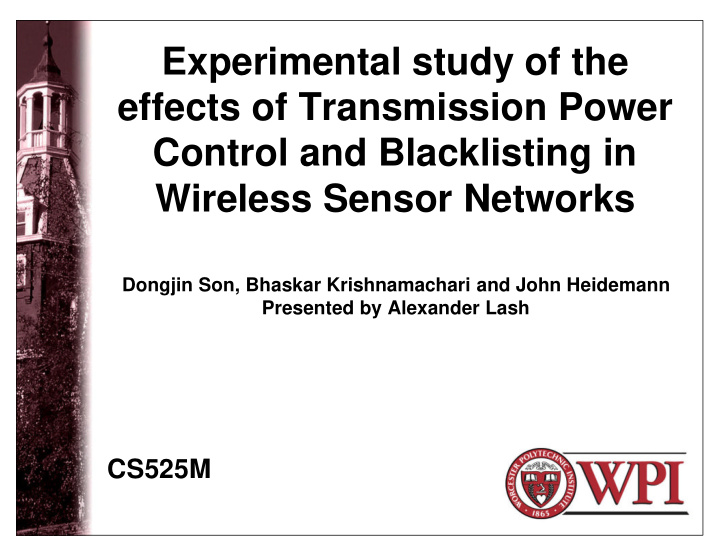 experimental study of the effects of transmission power