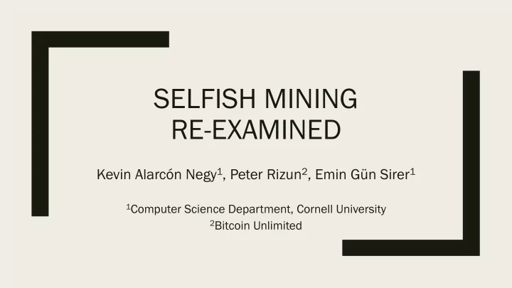 selfish mining