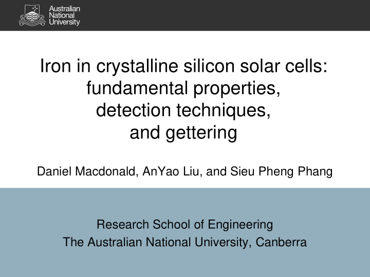 iron in crystalline silicon solar cells fundamental