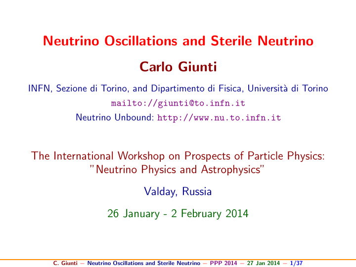 neutrino oscillations and sterile neutrino carlo giunti