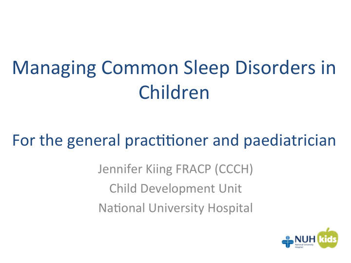 managing common sleep disorders in children