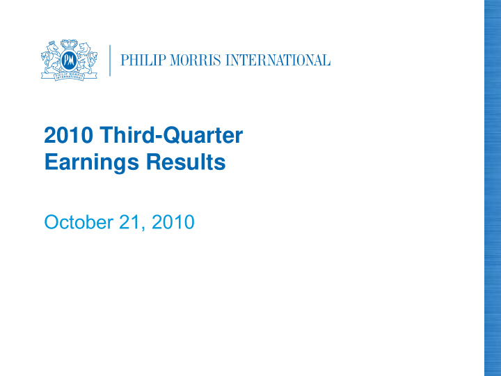 2010 third quarter earnings results