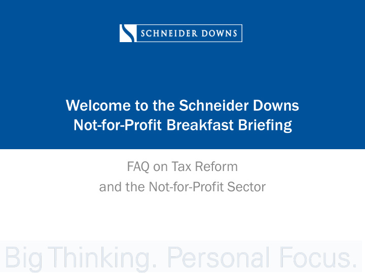 welcome to the schneider downs not for profit breakfast