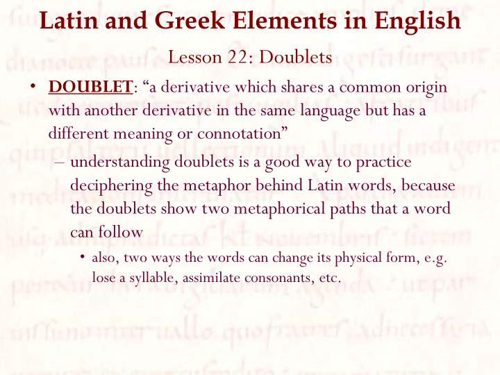 latin and greek elements in english