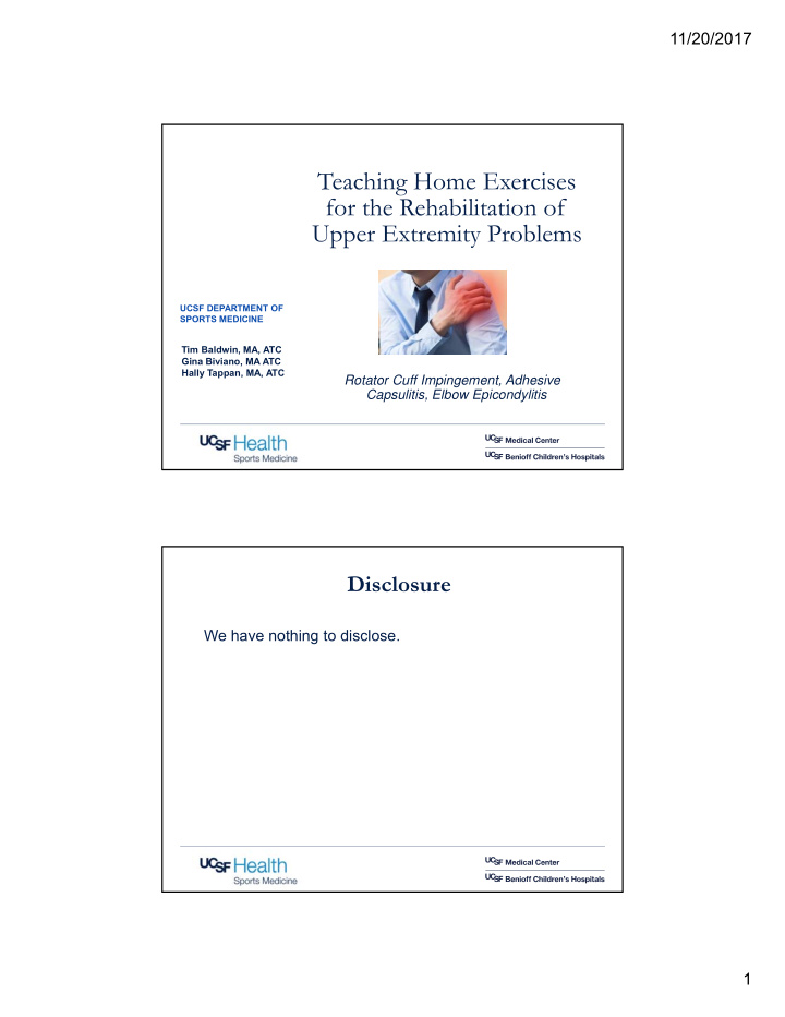 teaching home exercises for the rehabilitation of upper