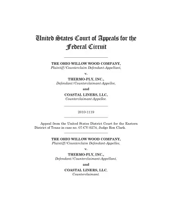 United States Court of Appeals for the  Federal Circuit  __________________________  THE OHIO