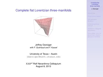 Complete flat Lorentzian three-manifolds  Introduction  Proper group actions  AdS geometry: