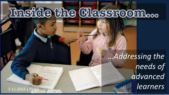 Addressing  the    needs  of    advanced    learners    5-11-2015