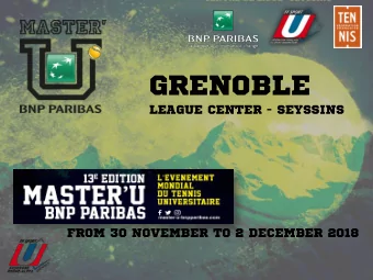 GRENOBLE LEAGUE CENTER - SEYSSINS  FROM 30 NOVEMBER TO 2 DECEMBER 2018 MASTER U BNP PARIBAS
