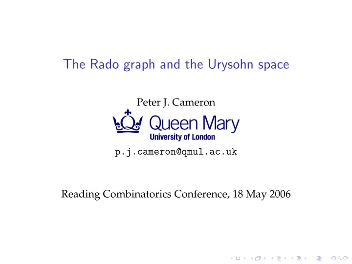 the rado graph and the urysohn space