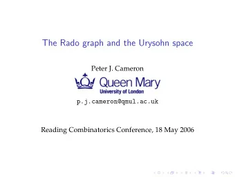 The Rado graph and the Urysohn space  Peter J. Cameron  p.j.cameron@qmul.ac.uk  Reading