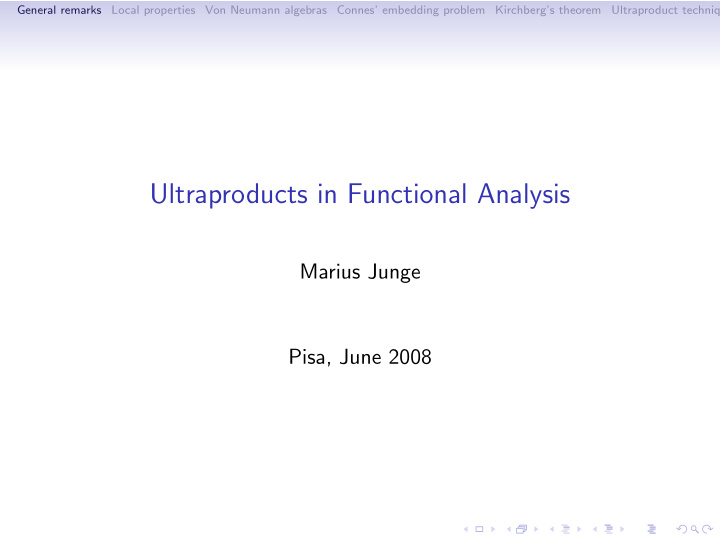 ultraproducts in functional analysis