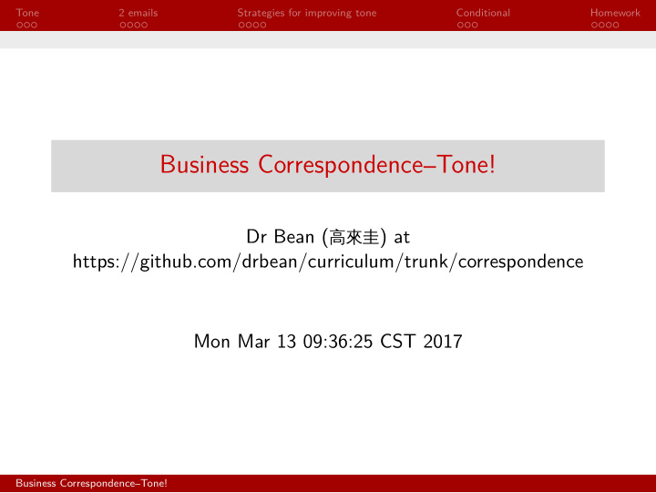 business correspondence tone