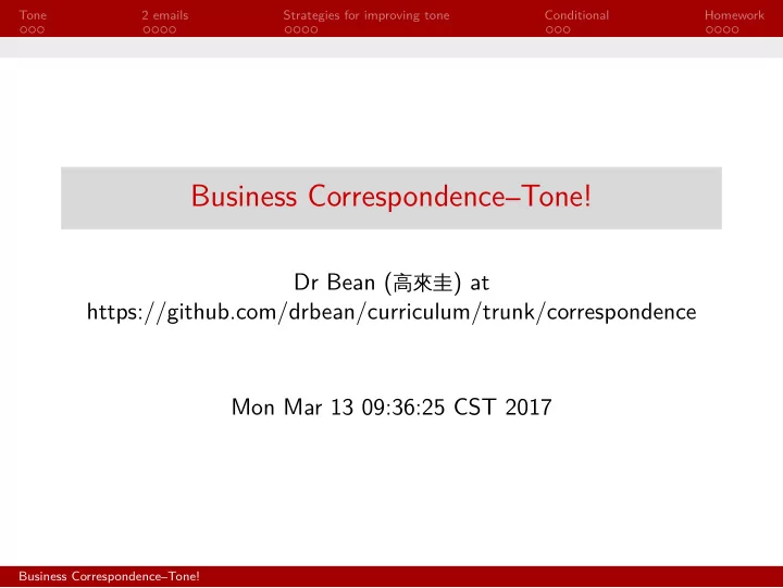 business correspondence tone