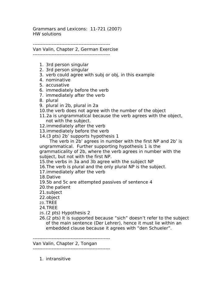 grammars and lexicons 11 721 2007 hw solutions