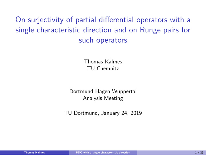 on surjectivity of partial differential operators with a