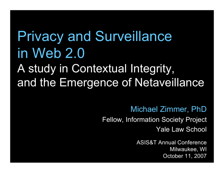 privacy and surveillance in web 2 0