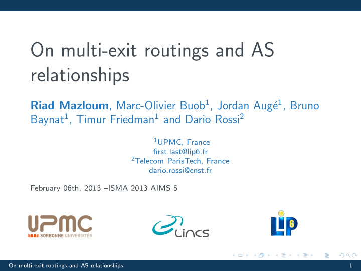 on multi exit routings and as relationships
