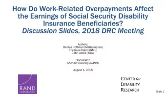 How Do Work-Related Overpayments Affect  the Earnings of Social Security Disability  Insurance