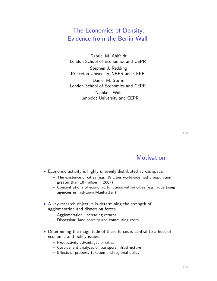 the economics of density evidence from the berlin wall