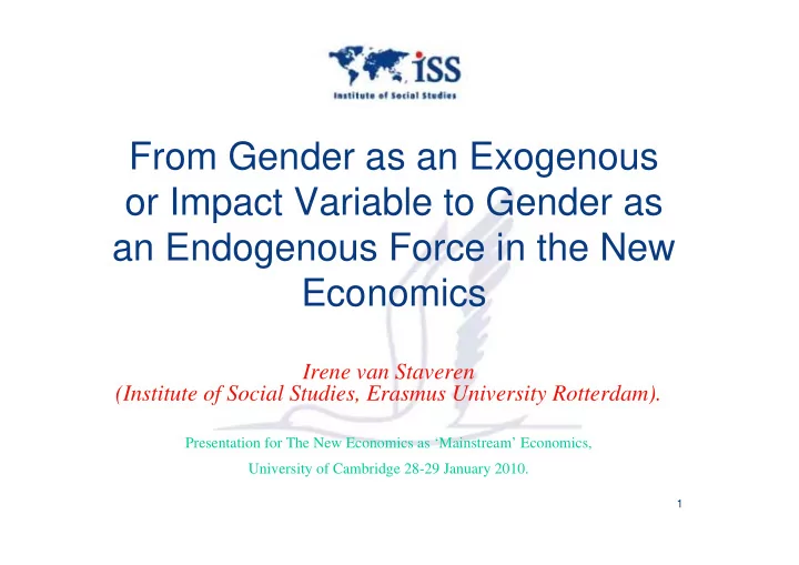 from gender as an exogenous or impact variable to gender