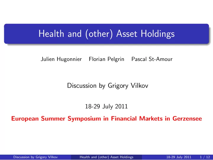 health and other asset holdings