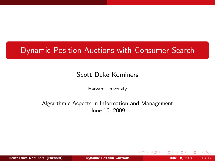 dynamic position auctions with consumer search