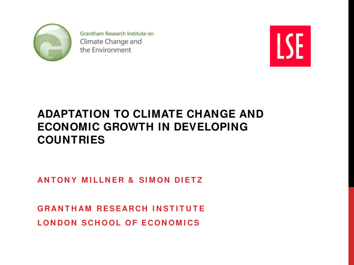 adaptation to climate change and economic growth in