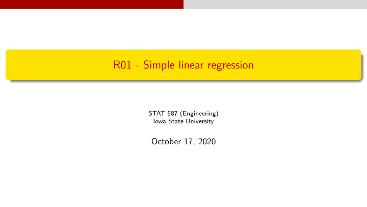 r01 simple linear regression