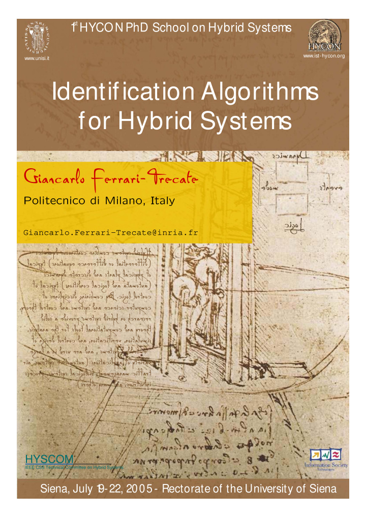 identification algorithms for hybrid systems giancarlo