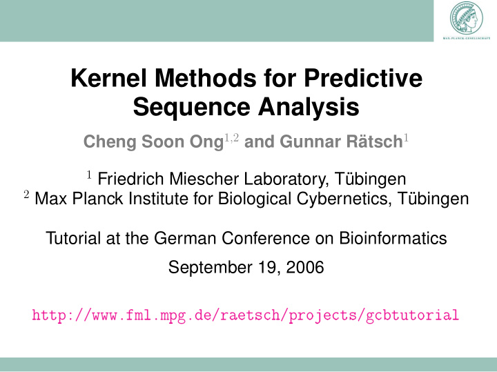 kernel methods for predictive sequence analysis