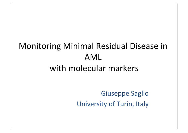 monitoring minimal residual disease in aml with molecular
