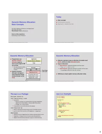 1  Allocation Example  Assumptions Made in These Slides  Memory is word addressed.  p1 =